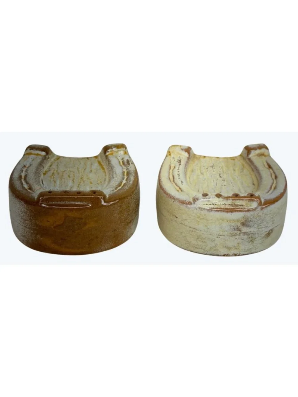 Frankoma Pottery Plainsman Gold Horseshoe Salt & Pepper Shakers Set